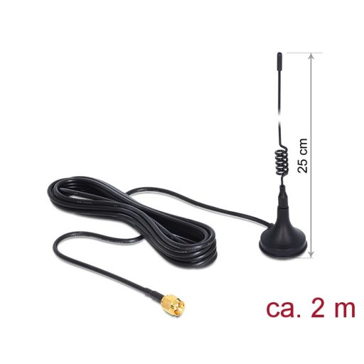 Delock GSM / UMTS antenna SMA dugó 3 dBi irányított fekete mágneses alap fekete (88879)