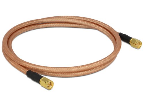 Delock antennakábel 2db SMA dugó csatlakozóval, alacsony veszteségű, RG-142, 1m (88895)