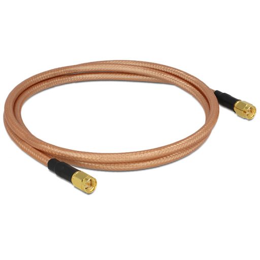 Delock antennakábel 2db SMA dugó csatlakozóval, alacsony veszteségű, RG-142, 1m (88895)
