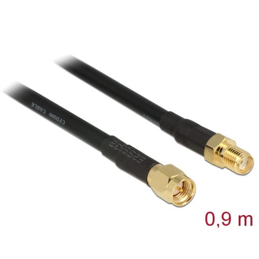 Delock Antennakábel SMA-dugó > SMA-hüvely CFD/RF200, 0,9 m, alacsony veszteség (88930)