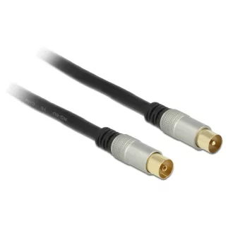  Delock antennakábel IEC dugó > IEC jack RG-6/U Quad Shield 1 m Fekete prémium (88945)