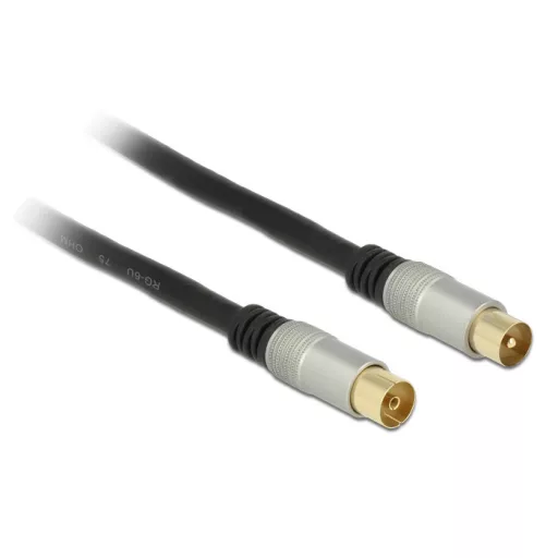 Delock antennakábel IEC dugó > IEC jack RG-6/U Quad Shield 1 m Fekete prémium (88945)
