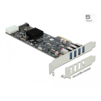   Delock PCI Express x4 Kártya - 4 x külső SuperSpeed USB (USB 3.2 Gen 1) USB A-típusú hüvely Quad Cha (89008)