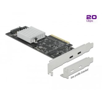   Delock PCI Express x8 Kártya - 2 x külső SuperSpeed USB 20 Gbps (USB 3.2 Gen 2x2) USB Type-C  hüvely (89011)
