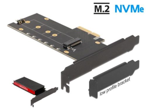 Delock PCI Express x4-kártya - 1 x belső NVMe M.2 Key M hűtőbordával és RGB LED megvilágítással - al (89013)