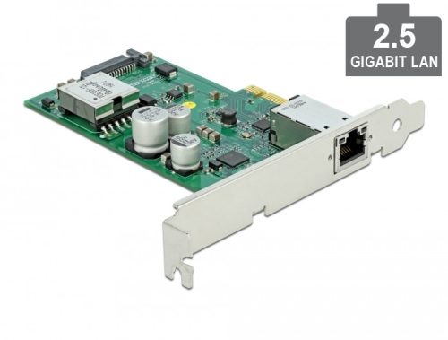 Delock PCI Express x1 kártya - 1 x 2,5 Gigabit LAN PoE+ Alacsony profilú formatényező (89019)