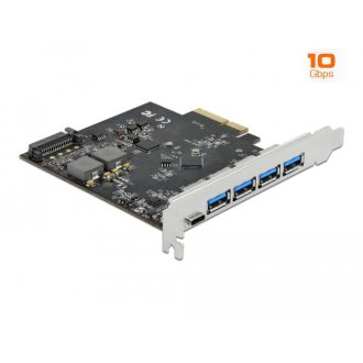   Delock PCI Express x4 Kártya - 1 x USB Type-C  + 4 x A-típusú USB - SuperSpeed USB 10 Gbps (89026)
