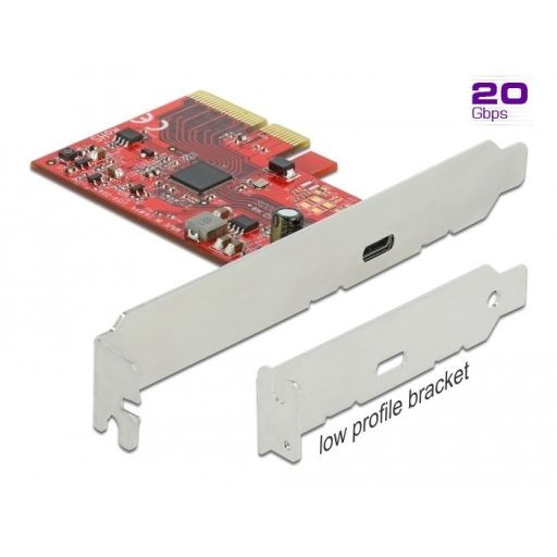 Delock PCI Express x4 Kártya - 1 x külső SuperSpeed USB 20 Gbps (USB 3.2 Gen 2x2) USB Type-C  hüvely (89035)