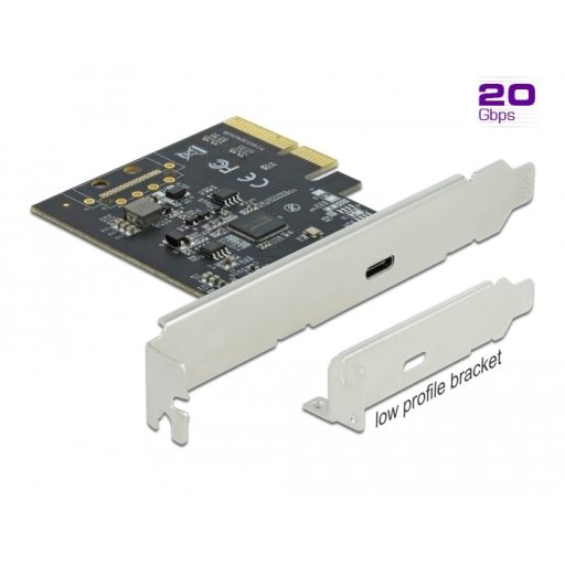 Delock PCI Express x4 Kártya - 1 x külső SuperSpeed USB 20 Gbps (USB 3.2 Gen 2x2) USB Type-C  hüvely (89036)