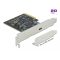 Delock PCI Express x4 Kártya - 1 x külső SuperSpeed USB 20 Gbps (USB 3.2 Gen 2x2) USB Type-C  hüvely (89036)