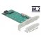 Delock PCI Express x4-kártya - 1 x M.2 aljzat B nyílással + 1 x NVMe M.2 aljzattal, M nyílással - al (89047)