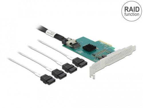 Delock PCI Express kártya 4 x SATA 6 Gb/s RAID és HyperDuo-hoz - alacsony profilú formatényező (89051)