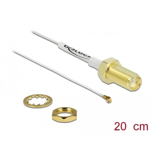Delock Antenna kábel SMA anya válaszfali csatlakozóval apa MHF  II-dugó 0.81 20 cm menethossz 10 mm (89052)