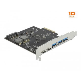   Delock PCI Express x4 Kártya - 2 x USB Type-C  + 3 x A-típusú USB - SuperSpeed USB 10 Gbps (89064)