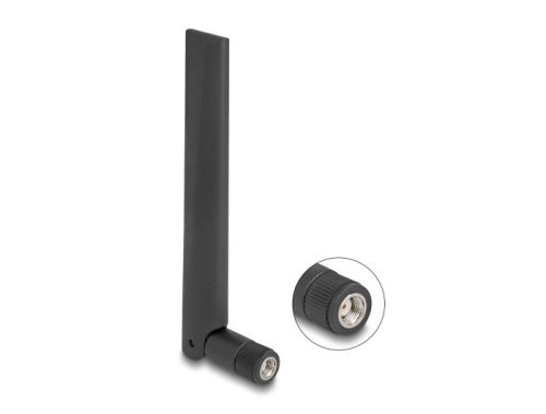 Delock WiFi 6E antenna RP-SMA-dugó 3 dBi irányított, csuklós csatlakozó, fekete (89078)