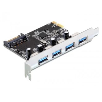   Delock PCI Express kártya > 4 x USB-A 3.0, telepítő CD-vel (89297)