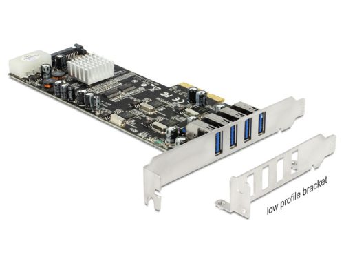 Delock PCI Express x4 Kártya > 4 x Külső USB 3.0 Quad Channel (89365)