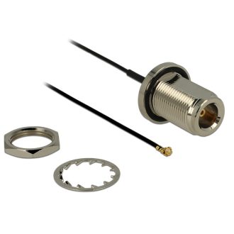   DELOCK antenna kábel N Jack válaszfalas > MHF/U.FL kompatibilis foglalat 130 mm cseppálló (89430)