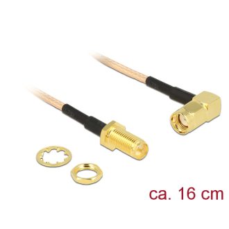   Delock Antennakábel RP-SMA dugó 90  > RP-SMA csatlakozó válaszfal RG-316 16 cm (89431)