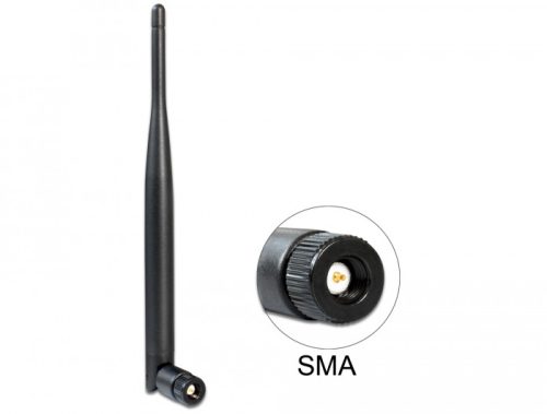 Delock WLAN antenna 802.11 ac/a/b/g/n SMA 4 - 5 dBi minden irányú csatlakozás fekete (89438)