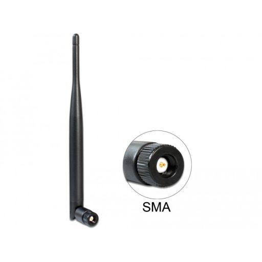 Delock WLAN antenna 802.11 ac/a/b/g/n SMA 4 - 5 dBi minden irányú csatlakozás fekete (89438)