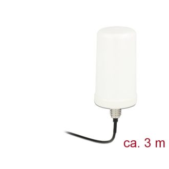   Delock WLAN antenna RP-SMA 802.11 ac/a/h/b/g/n 0 dBi 3 m ULA100 egyirányű, fehér, kültéri (89449)