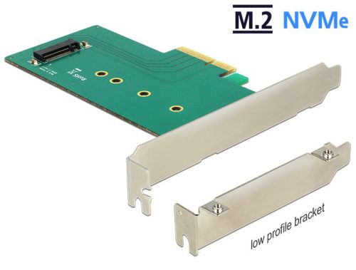 Delock PCI Express x4 Kártya > 1 x belső NVMe M.2 Key M 110 mm - alacsony profilú, 39 Gbps (89472)