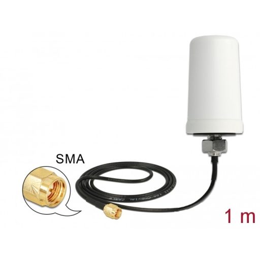 Delock WLAN 802.11 ac/a/h/b/g/n antenna SMA dugó 1,4 - 3,0 dBi mindenirányú csatlakozó kábellel (89486)