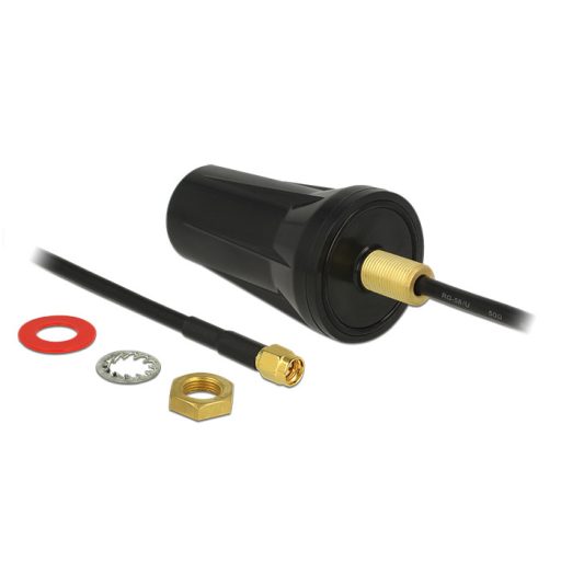 Delock ISM 433 MHz-es antenna SMA dugó 2 dBi mindenirányú fekete tetőre szerelhető kültéri antenna (89487)