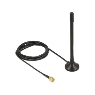   Delock Antenna ISM 433 MHz SMA 2 dBi 2 m RG-174 mindenirányú, fix mágneses alap fekete (89490)