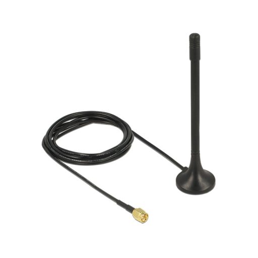 Delock Antenna ISM 433 MHz SMA 2 dBi 2 m RG-174 mindenirányú, fix mágneses alap fekete (89490)