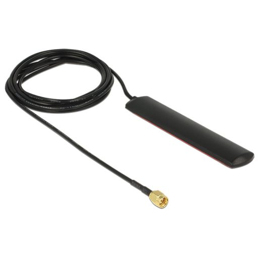 Delock GSM UMTS LTE WLAN 2,4 GHz-es antenna SMA Plug 2 dBi 2dBi mindenirányú ragasztásos rögzítéssel (89491)