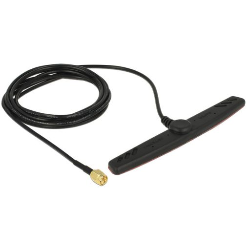 Delock GSM UMTS LTE antenna SMA dugó 2,5 dBi 2 m RG-174 mindenirányú ragasztós rögzítéssel (89494)