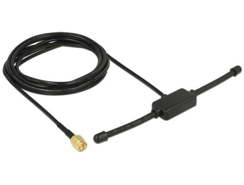 Delock ISM 433 MHz-es antenna SMA dugó 3 dBi mindenirányú fix fekete öntapadós rögzítésű fekete (89495)