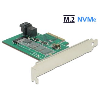   Delock PCI Express-kártya > 1 x belso NVMe M.2 PCIe / 1 x belso SFF-8643 NVMe   alacsony profilú for (89517)