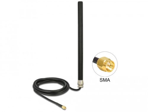 Delock LTE UMTS GSM Antenna SMA apa csatlakozóval 3 dBi mindenirányban rögzíthető, csatlakozó kábell (89529)