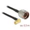Delock Antennakábel N Plug > RP-SMA Plug 90  CFD200 0.3 m low loss (89578)