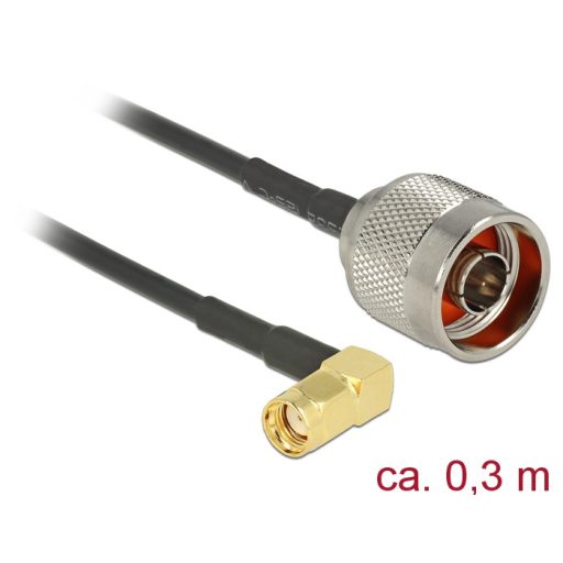 Delock Antennakábel N Plug > RP-SMA Plug 90  RG-174 0.3 m (89579)