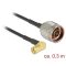 Delock Antennakábel N Plug > RP-SMA Plug 90  RG-174 0.3 m (89579)