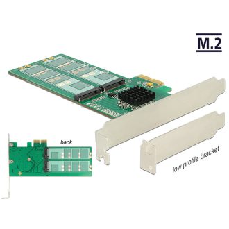   Delock PCI Express Kártya > 4 x belső M.2 Key B - alacsony profilú formatényező (89588)