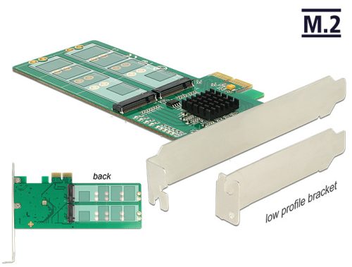 Delock PCI Express Kártya > 4 x belső M.2 Key B - alacsony profilú formatényező (89588)