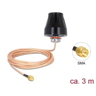   Delock LTE / GSM / UMTS antenna SMA-dugó 2 dBi irányítatlan, rögzített, csatlakozókábellel (RG-316U, (89589)