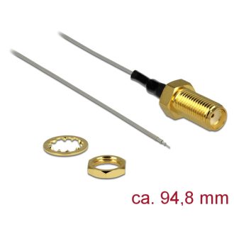   Delock Antennakábel SMA jack válaszfal > nyitott végű, ónozott 1.37 , 94.8 mm menethossz 10 mm (89600)