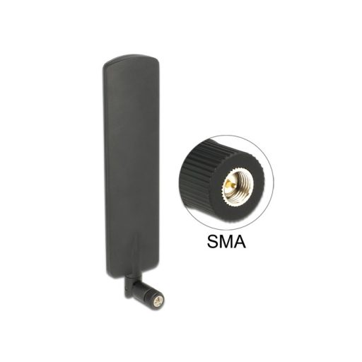 Delock LTE antenna SMA-dugó 2 dBi mindenirányú, dönthető csatlakozással (fekete színű) (89604)