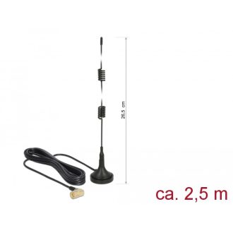   Delock LTE antenna SMA-dugó 90  2,5 dBi irányítatlan, rögzített, mágneses talppal és csatlakozókábel (89614)