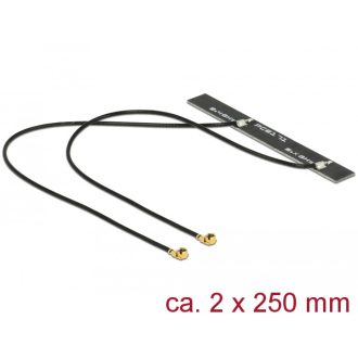   Delock WLAN 802.11 ac/a/h/b/g/n ikerantenna, 2 x MHF csatlakozódugó, 5 dBi, 250 mm-es NYÁK-lap, bels (89631)