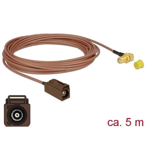Delock Antenna kábel FAKRA F hüvely > SMA 90  anya válaszfali csatlakozóval RG-316 5 m (89683)