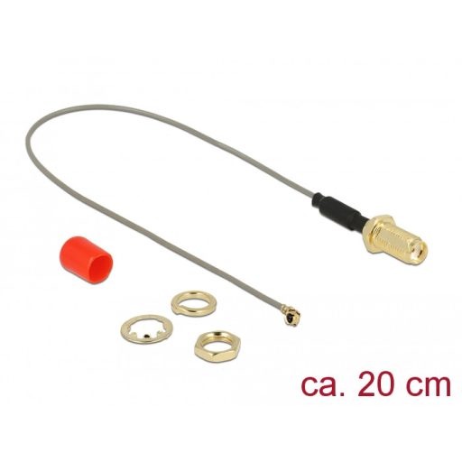 Delock Antenna kábel SMA anya válaszfali csatlakozóval ferrittekercs apa MHF  I csatlakozó 1.13 20 c (89833)