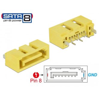 Delock Csatlakozó SATA 6 Gb/s apa 8 tus táp (89886)