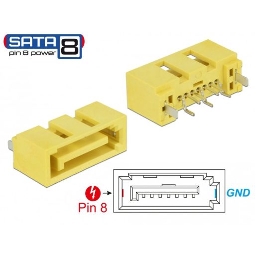 Delock Csatlakozó SATA 6 Gb/s apa 8 tus táp (89886)